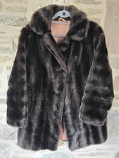 Vintage Tissavel Faux Fur Coat – 80s/90s Dark Brown Plush Jacket, Made in France