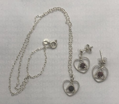 Silver 925 garnet necklace and - silver,