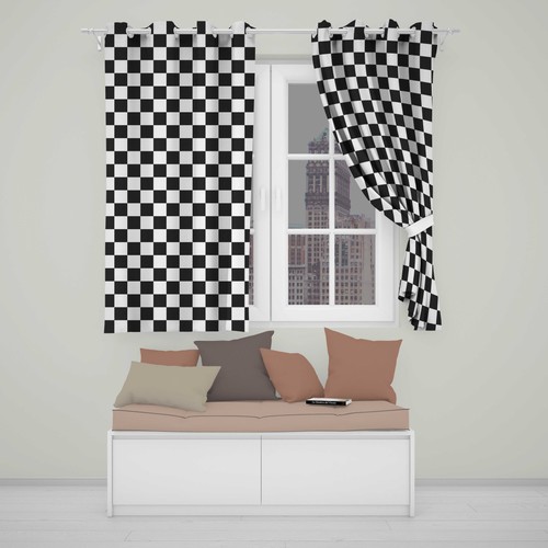 Blackout eyelet curtains black - eyelet,
