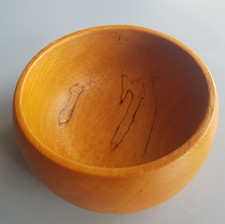 Wood spalted beech bowl dish woodworking 10cm English turned handcrafted vintage