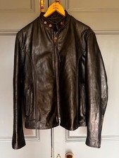 Vanson  Vintage Cafe Racer Leather Jacket  Made In The USA Size 46, Black