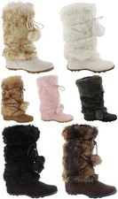 Talia-Hi Women Mukluk Faux Fur Boots Booties Mid Calf Winter Snow Warm Trendy