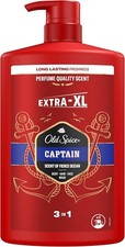 Old Spice Captain Shower Gel Men 1000ml 3-in-1 Mens Shampoo Body-Hair-Face Wash