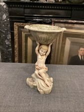 Vintage 1978 Italian Alabaster Resin Cherub Holding A Bowl Figurine Ornament