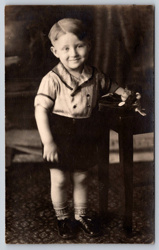 Postcard rppc boy steiff - postcard,