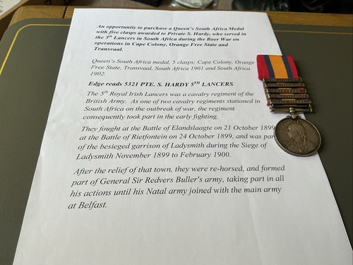 Boer war qsa clasp - boer, pte