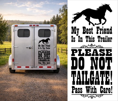 Black horse trailer - black, decal