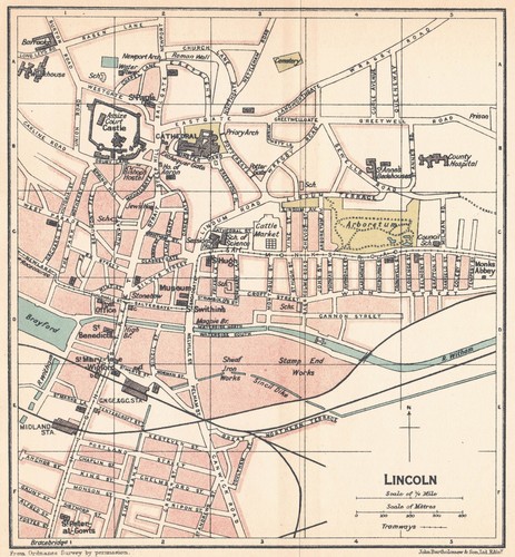Lincoln 1924 map vintage - lincoln,