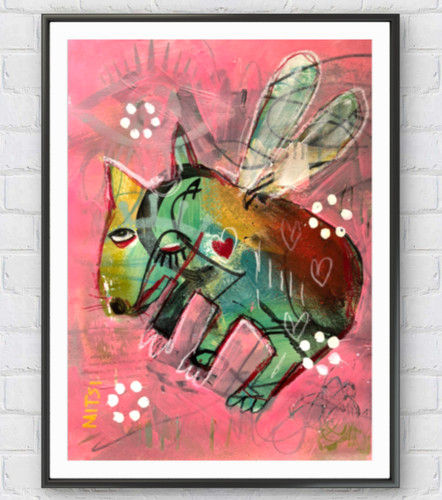 Outsider art dog painting - dog,