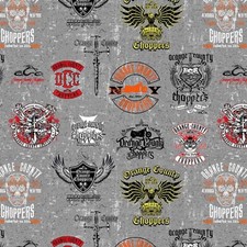 Michael Miller Fabric - Orange County Choppers Graphic Allover - 100% Cotton