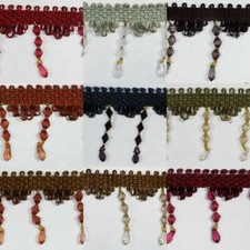 75mm Beaded Tassel Trim Braid Blind Lamp Gold Bead BUY 1 2 4m 9 COLOUR 295