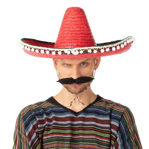 Red mexican sombrero hat - sombrero,
