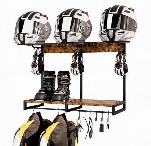 Wooden motorcycle helmet stand - motorcycle,