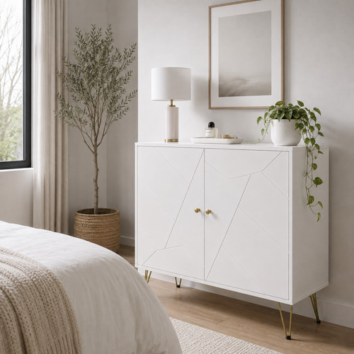 White sideboard gold - white,