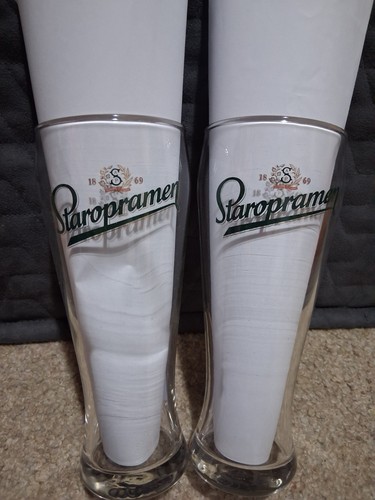 Staropramen pint glasses - 2x,