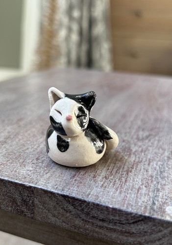 Vintage 80s clay - cat, black