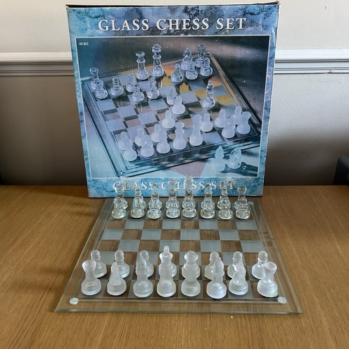 Vintage glass chess set - chess,
