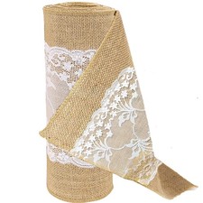 Time to Sparkle 30CM x 20M (2Rolls x 10M/Roll) Lace Hessian Table Runners Roll