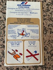 Air France Concorde Safety Card 1979 Original Instructions Excellent Condition