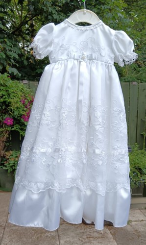 White satin christening gown - satin,
