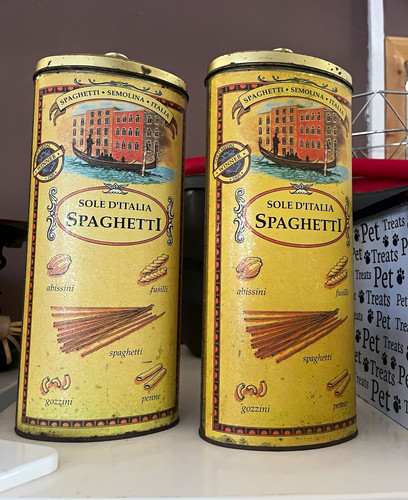 Vintage spaghetti tins sole - spaghetti,
