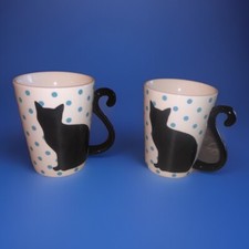 Black Cat Mugs 3-D Cat Tail