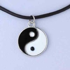 Necklace Black White Yin Yang Pendant Cord Couples Lover Friendship Free UK Post