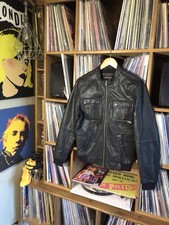 Men’s Real Leather Biker Black Jacket Small River Island Great Condition