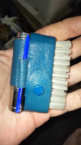 Vintage leather chrome sewing - chrome,