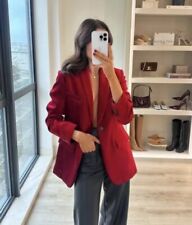 NEW ZARA 2023 RED FITTED VELVET BLAZER JACKET ZW COLLECTION Size XL9433/885 RARE