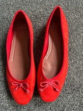 BNWT M&S Collection Red Faux Suede Pumps Flat Shoes UK 4 EUR 37