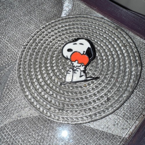Snoopy hugging red heart pin - heart,