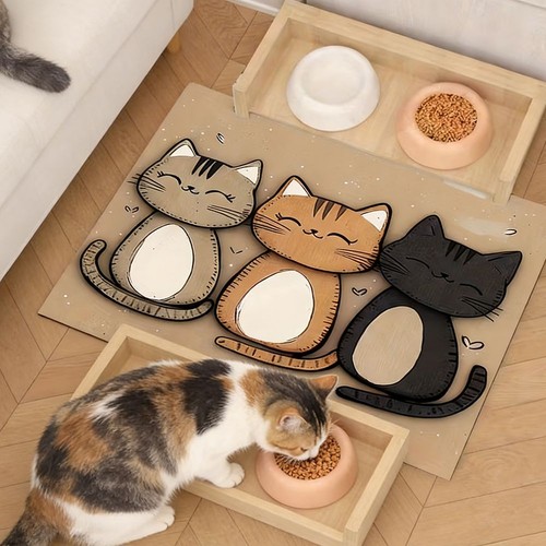 Cartoon cat feeding mat diatom - feeding,