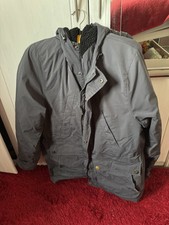 Mens Warm Water Resistant Coat With Hood and Pockets Large, dark grey