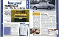 Wartburg 353 - 1970/1980 A Century Of Cars - Hachette Page