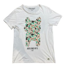 white Jack & Jones graphic tshirt Camo print dog graphic size L