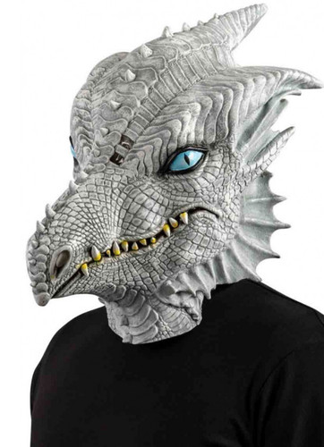 White grey dragon mask - mask, cosplay