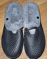 New With Tags, Womens Black Clogs Lined With Grey Faux Fur Shoe Size Size 38 (5)
