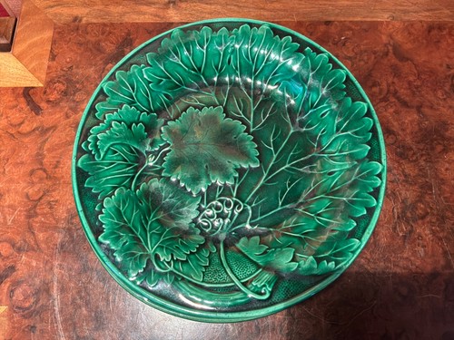 One antique green majolica - one,