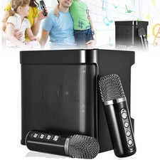 Bluetooth Speaker With 2 Wireless Microphones Set Portable Pa System RGB Speaker