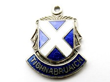 Tighnabruaich Scotland vintage silver plate and enamel travel charm Saltire