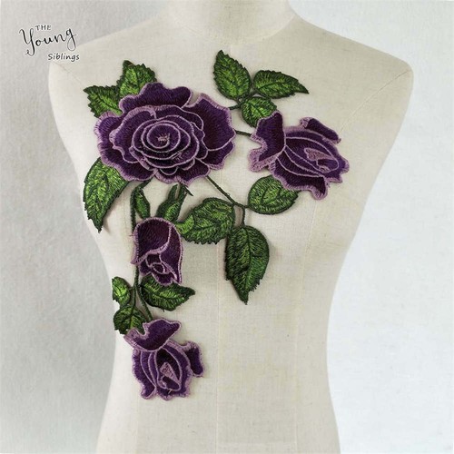 Rose flower embroidered - 3d,