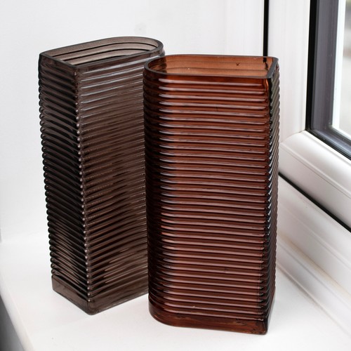 Tall arch ribbed vase glass - vase,