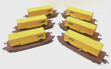 AIRFIX 'OO' GAUGE LOT OF Six 54334-7 GREY/BROWN LOWMAC WITH NCL WAGONS