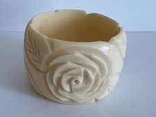 Vintage Large Cream Coloured Carved Rose Lucite Bangle Bracelet