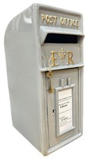 Cast Iron ER Royal Mail Post Box Postal Box Grey British Mailbox Replica