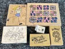 Wood Mounted Rubber Stamps Bundle 6 DoCraft, Fun Stamps, Anita’s, Penny Black
