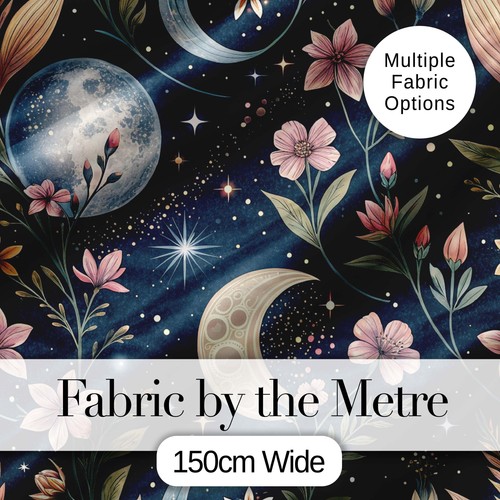 Pink floral moon stars - floral,