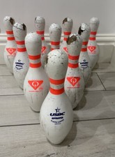 Set Of 10 Real Bowling Pins Vintage Amflite Hardwood Skittle Well Used Condition