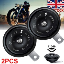 2PCS 12V Motorcycle Electric Horn Motorbike Loud Horn Black 110db Universal 